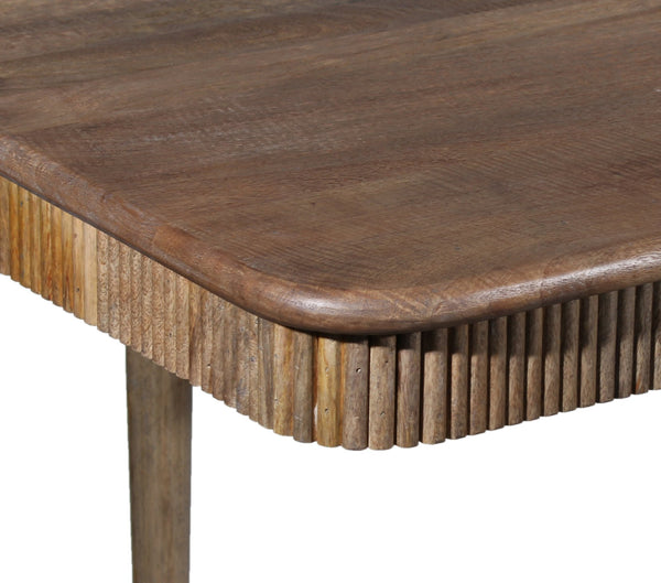 Porter Designs Porter Petra Solid Wood Dining Table - Elegant Retro French Design With Fluted Apron & Pin Legs Natural Wood 07-108-01-2345