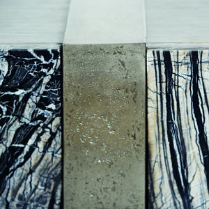 Bernhardt Bernhardt Linea Entertainment Console With Black Forest Marble, Cerused Greige Wood & Textured Aluminum 384875G