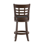 Homelegance By Top-Line Hudson Window Back Faux Leather Swivel Counter Height Stool Black Rubberwood