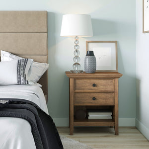 English Elm Amherst Bedside Table - Rustic Solid Wood Design With Ample Storage & Timeless Charm For Any Room B136P158369