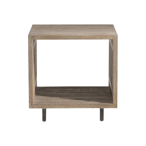 Bernhardt Bernhardt Brumley Side Table Cube Accent With Slatted Marcona Wood, Anthracite Metal Base, Versatile 473121