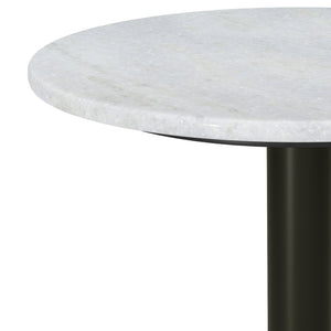 English Elm Evans White Marble Side Table with Black & Gold Iron Pedestal — Handcrafted Modern Accent (98) B136P159931