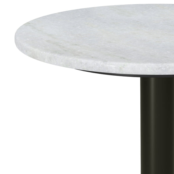 English Elm Evans White Marble Side Table with Black & Gold Iron Pedestal — Handcrafted Modern Accent (98) B136P159931