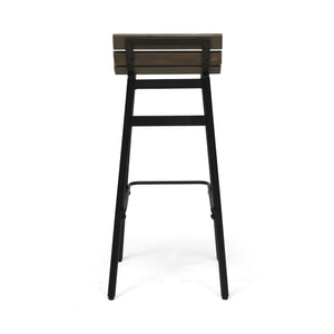 English Elm Christopher Knight Home® - NORDIC Camron 35" Wooden Barstool Set of 2 – Gray Acacia Seat with Black Iron Legs, Industrial Elegance 65564.00GRY