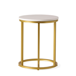 English Elm Christopher Knight Home® - END TABLE C-Shape Modern Glam Gold Frame with White Top, Durable Iron MDF Side Table for Sofa 68987.00