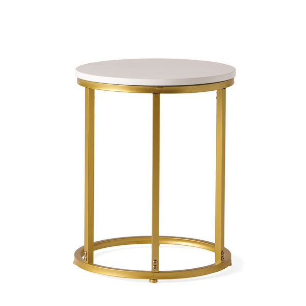 English Elm Christopher Knight Home® - END TABLE C-Shape Modern Glam Gold Frame with White Top, Durable Iron MDF Side Table for Sofa 68987.00