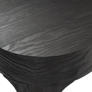 Bernhardt Bernhardt Katana Cocktail Table—Blackened Pine Semi-Rectangular Low-Profile Sculptural Centerpiece 426016