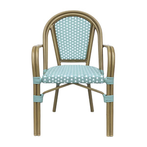 English Elm Bistro Wicker Outdoor Dining Chairs Set of Two with Rust Resistant Aluminum Frame Patio 72905.00LT