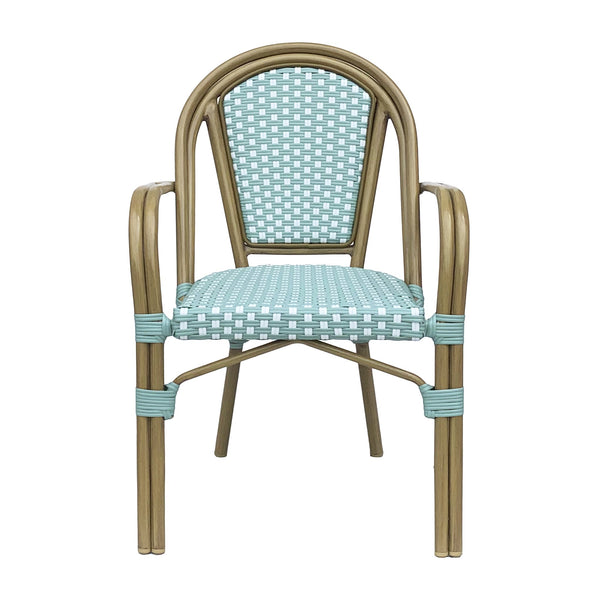 English Elm Bistro Wicker Outdoor Dining Chairs Set of Two with Rust Resistant Aluminum Frame Patio 72905.00LT