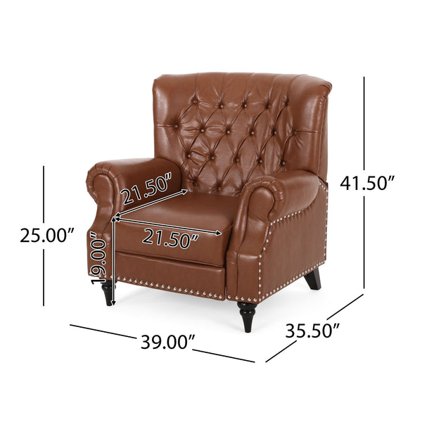 English Elm Christopher Knight Home® - Classic Classic Style Fabric Push Back Chair with Rivet Detail, Rolled Arms & Plush Cushions for Comfort and Stability Light Brown 71909.00PUCOGN