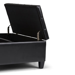English Elm Harrison - Versatile Midnight Black Storage Ottoman With Lift-Top, Stylish Coffee Table & Seating B136P159136