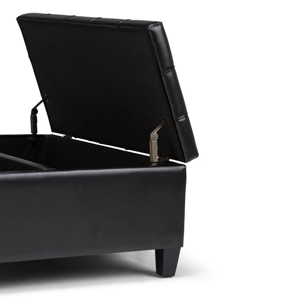 English Elm Harrison - Versatile Midnight Black Storage Ottoman With Lift-Top, Stylish Coffee Table & Seating B136P159136