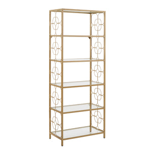 Homelegance By Top-Line Doxie Octagon Pattern Gold Metal and Glass Bookcase Gold Metal