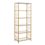 Doxie Octagon Pattern Gold Metal and Glass Bookcase