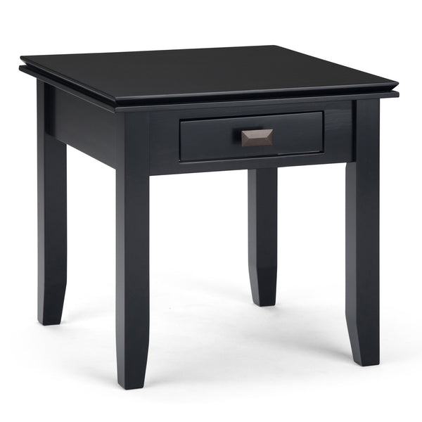 English Elm Artisan Handcrafted End Table In Timeless Black - Solid Wood, Functional Storage & Elegant Design B136P158691