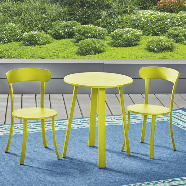 English Elm Barbados Outdoor Iron Bistro Set Powder Coated Patio Furniture for Balcony or Garden 61840.00IRNGRN