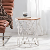 Christopher Knight Home® - Noble House - Cowger Rustic Glam Handcrafted Mango Wood Side Table, Walnut and Polished Nickel