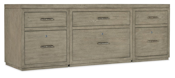 Hooker Furniture Linville 84" Credenza In Mink Smoked-Gray — Rustic-Modern Storage With Locking Files & Spacious Top 6150-10919-85