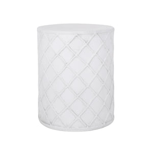 English Elm End Table Cylindrical Concrete Side with Nautical Rope Texture for Indoor Outdoor Use 73435.00