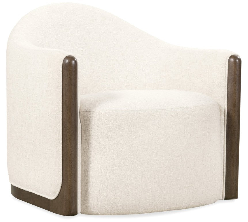 Hooker Furniture Cora Favara Ivory Swivel Chair With Dark Wood Trim — Rounded Back, 360° Movement, Transitional Style CC224-SW-403