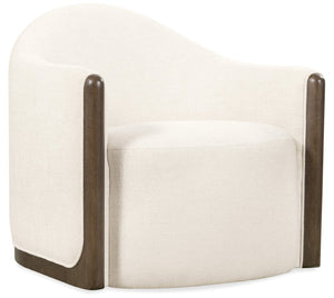 Hooker Furniture Cora Favara Ivory Swivel Chair With Dark Wood Trim — Rounded Back, 360° Movement, Transitional Style CC224-SW-403