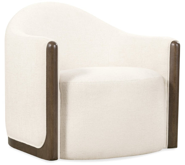 Hooker Furniture Cora Favara Ivory Swivel Chair With Dark Wood Trim — Rounded Back, 360° Movement, Transitional Style CC224-SW-403