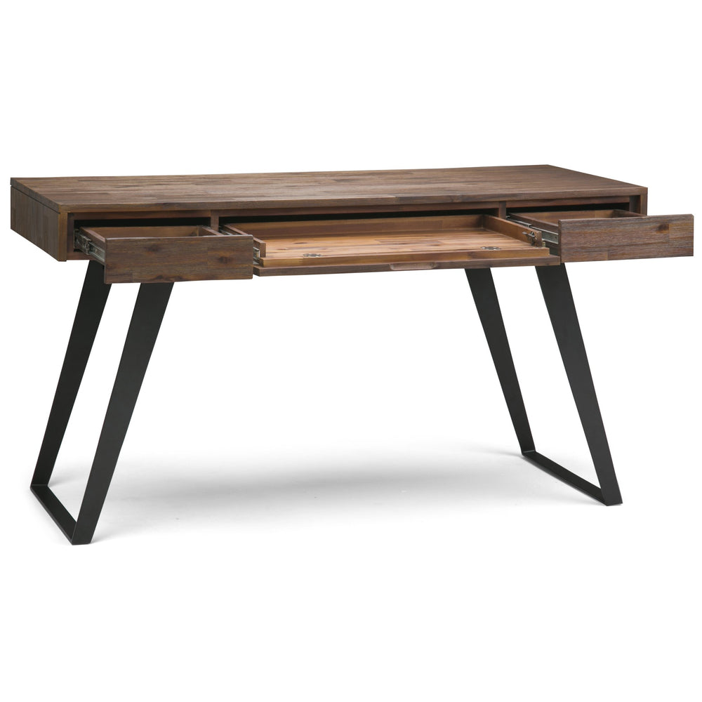 English Elm Lowry - Handcrafted Solid Acacia Desk With Rustic Finish, Metal Accents & Spacious Workspace Design B136P158879