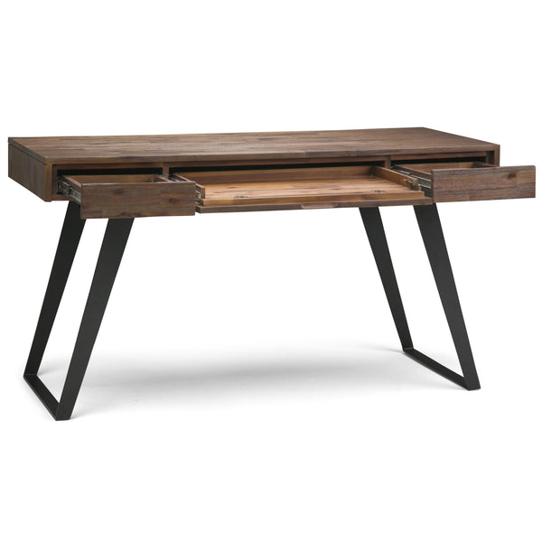 English Elm Lowry - Handcrafted Solid Acacia Desk With Rustic Finish, Metal Accents & Spacious Workspace Design B136P158879