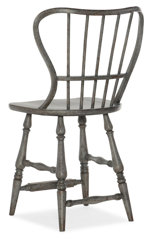 Hooker Furniture Ciao Spindle Back Counter Stool In Speckled Gray Finish With Solid Wood Seat And Distressed Charm 5805-75351-96