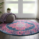 Nourison Passion PSN03 Machine Made Power-loomed Ornamental Border Indoor Only Bohemian Vintage Rug Blue, Blue 100% Polypropylene 99446469243