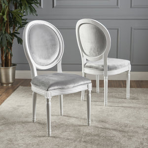English Elm Christopher Knight Home® - Kd Dining Chair Set Of 2 - Elegant Upholstered Velvet With Iconic Round Backrest, Fluted Legs 60352.00NVLTHGRY