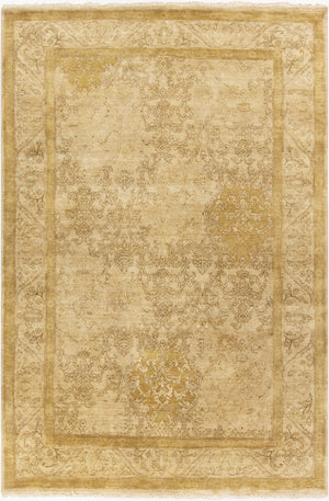 Surya Victoria Hand-made 2' X 3' New Zealand Wool Rug - Elegant Medium Pile With Timeless Fringe Detail Tan Nz Wool Vic2000-3959