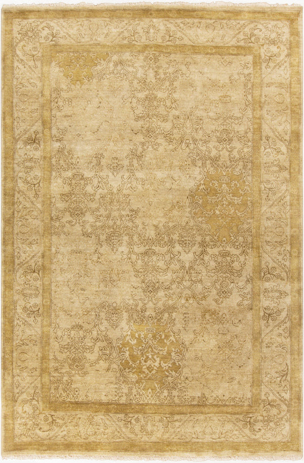 Surya Victoria Hand-made 2' X 3' New Zealand Wool Rug - Elegant Medium Pile With Timeless Fringe Detail Tan Nz Wool Vic2000-3959