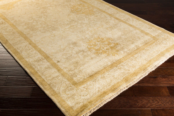 Surya Victoria Hand-made 2' X 3' New Zealand Wool Rug - Elegant Medium Pile With Timeless Fringe Detail Tan Nz Wool Vic2000-3959