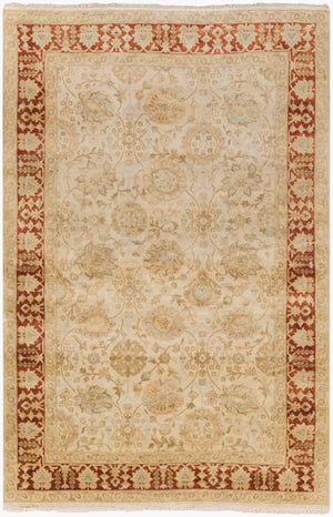 Surya Victoria Hand-made 2' X 3' New Zealand Wool Rug - Elegant Medium Pile With Timeless Fringe Detail Beige Nz Wool Vic2001-3959