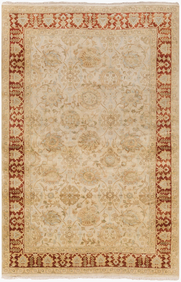 Surya Victoria Hand-made 2' X 3' New Zealand Wool Rug - Elegant Medium Pile With Timeless Fringe Detail Beige Nz Wool Vic2001-3959