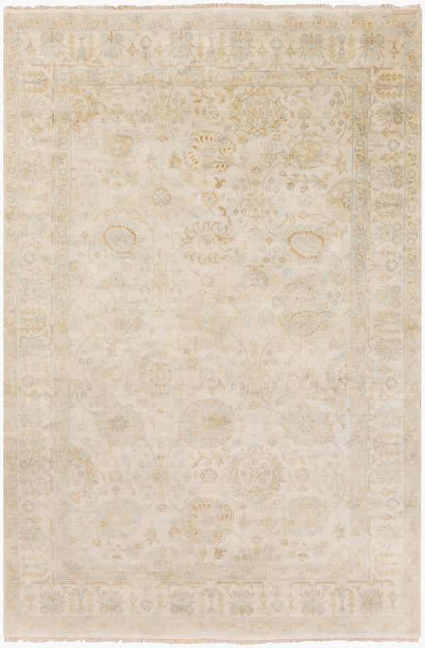 Surya Victoria Hand-made 2' X 3' New Zealand Wool Rug - Elegant Medium Pile With Timeless Fringe Detail Light Beige Nz Wool Vic2003-5686