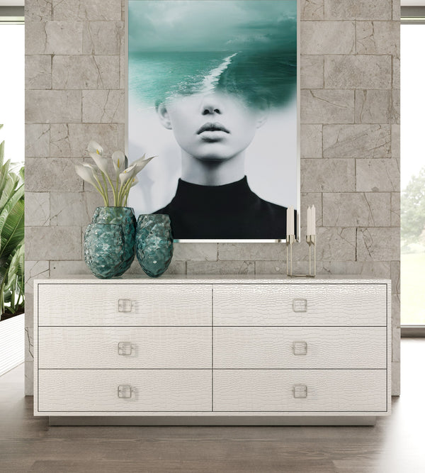 Vig Furniture A&X Ovidius & Victoria - Chic White Crocodile Lacquer Bedroom Set For Modern Luxury Living White  Vgun-ovidvict-set-wht