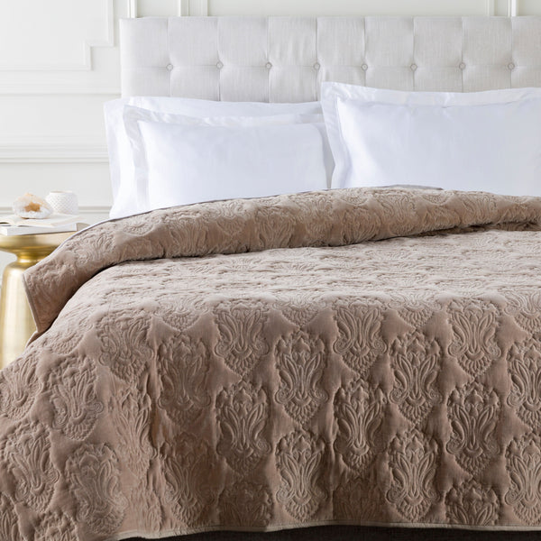 Surya Vienna 20"L X 88"W Cozy Cotton Bedding Runner - Soft, Machine Washable Quilt For Cottage Retreat Medium Gray Cotton,Cotton Vie2002-r