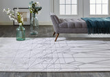 Feizy Rugs Micah Polyester/Polypropylene Machine Made Mid-Century Modern Rug White/Silver/Gray 8' x 10'