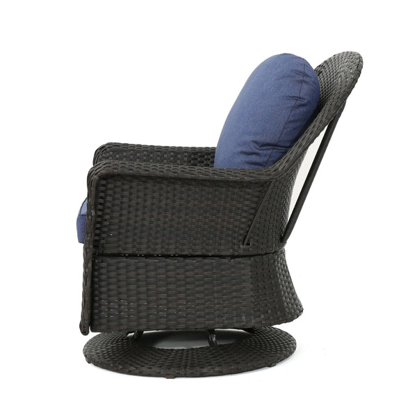 English Elm Christopher Knight Home® - Liam Swivel Club Chair Set Of 2 – Elegant Rattan Outdoor Seating With Water-Resistant Cushions 61516.00DBRN