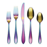 Cambridge Delia 20-Pc Stainless Steel Flatware Set, Rainbow Mirror Finish, Dishwasher Safe