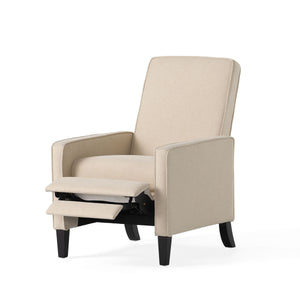 English Elm Christopher Knight Home® - Minimalist Push Back Chair with Thick Cushion and Birch Wood Legs for Stylish, Durable Comfort Beige 57444.00BEI