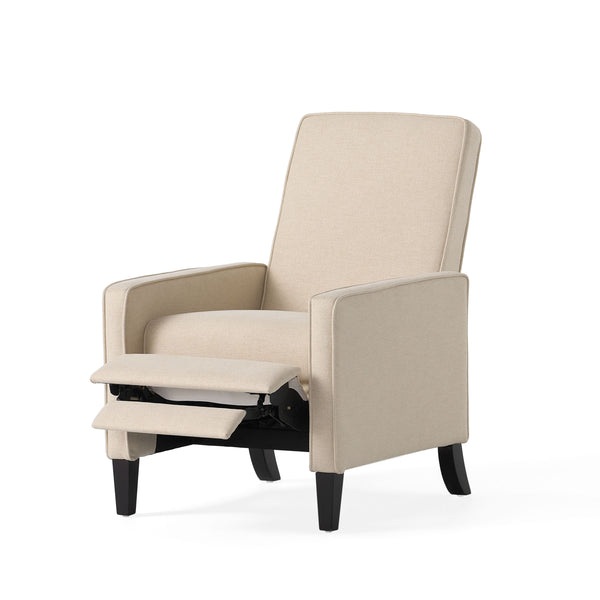 English Elm Christopher Knight Home® - Minimalist Push Back Chair with Thick Cushion and Birch Wood Legs for Stylish, Durable Comfort Beige 57444.00BEI