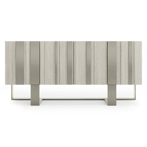 Bernhardt Bernhardt Tempo Buffet With Sandblasted Aluminum Overlays, Wire-Brushed Oak & Satin Nickel Base (68"W) 346134