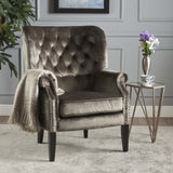 Christopher Knight Home® - Noble House - Tomlin Modern Glam Velvet Club Chair with Nailhead Trim