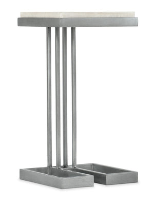 Hooker Furniture Melange C-Shape Drink Table With Tumbled White Onyx Top & Pewter Base — Compact, Stylish Accent 5934-50001-00