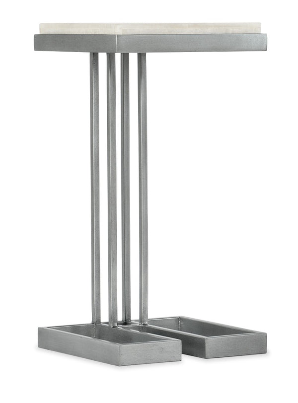 Hooker Furniture Melange C-Shape Drink Table With Tumbled White Onyx Top & Pewter Base — Compact, Stylish Accent 5934-50001-00