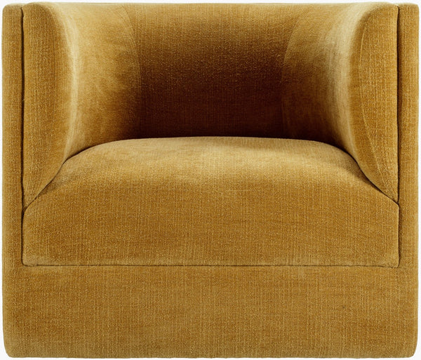 Surya Vivienne Swivel Chair - Modern Minimalist Design, Luxurious Comfort & Durable Rubber Wood Base Upholstery, Mustard,Base, Brown Polyester,Rubber Wood,Polyurethane Foam,Feather Blend Vin-001