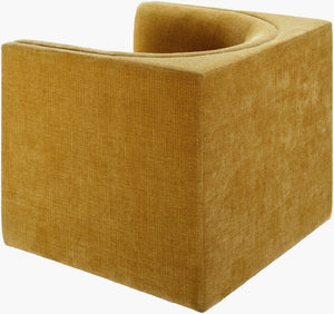 Surya Vivienne Swivel Chair - Modern Minimalist Design, Luxurious Comfort & Durable Rubber Wood Base Upholstery, Mustard,Base, Brown Polyester,Rubber Wood,Polyurethane Foam,Feather Blend Vin-001